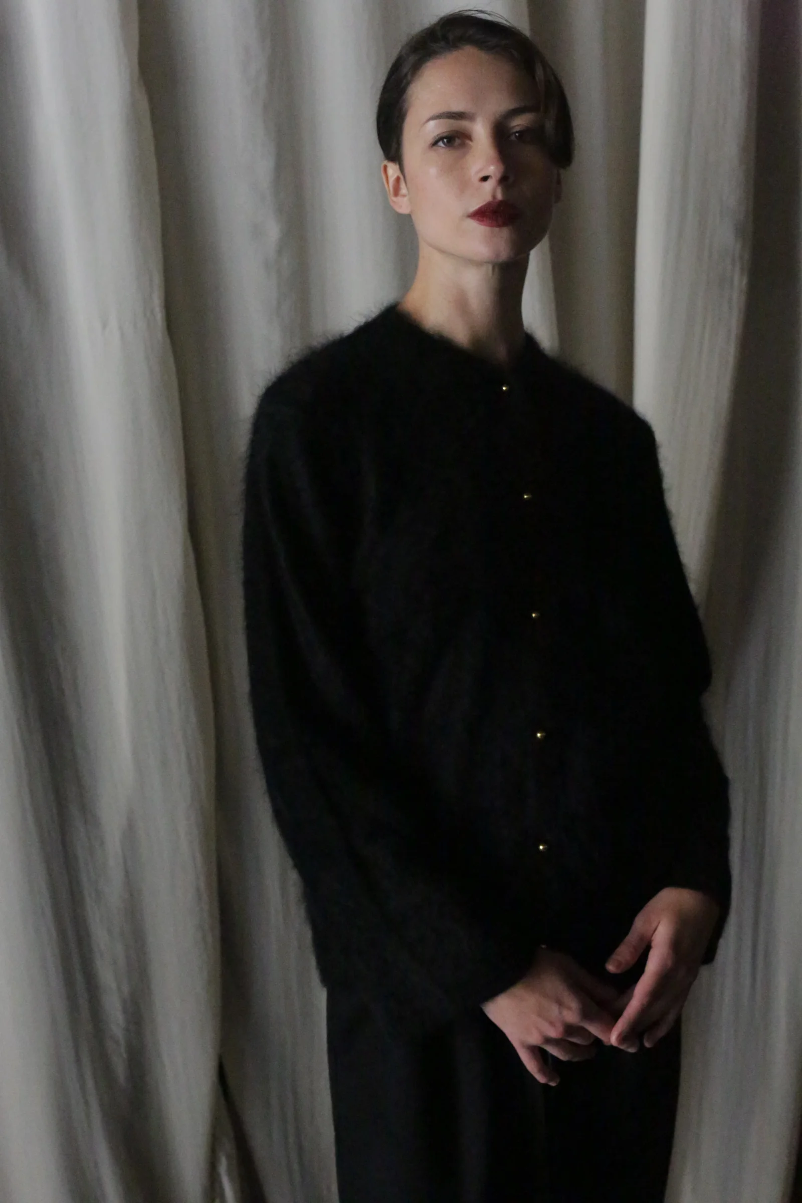 Brushed Cashmere Cardigan | Black - Image 3