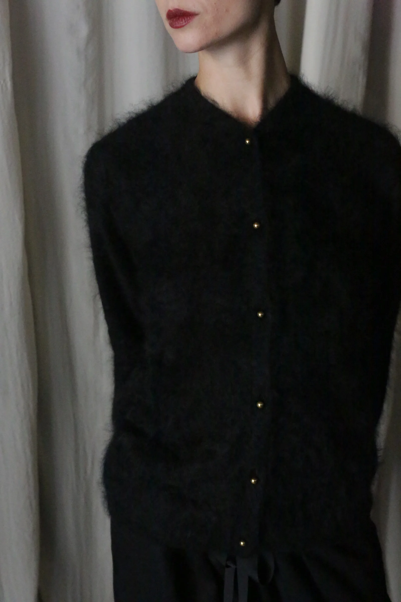 Brushed Cashmere Cardigan | Black - Image 4