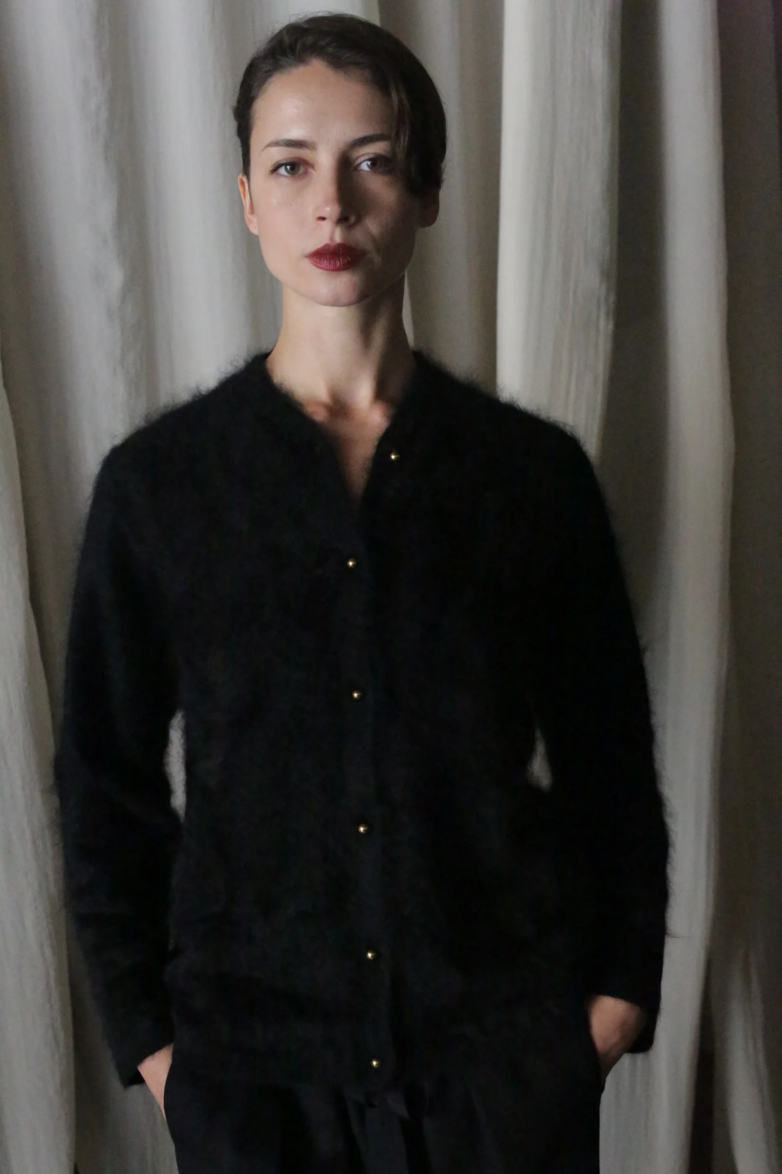 Brushed Cashmere Cardigan | Black - Image 5