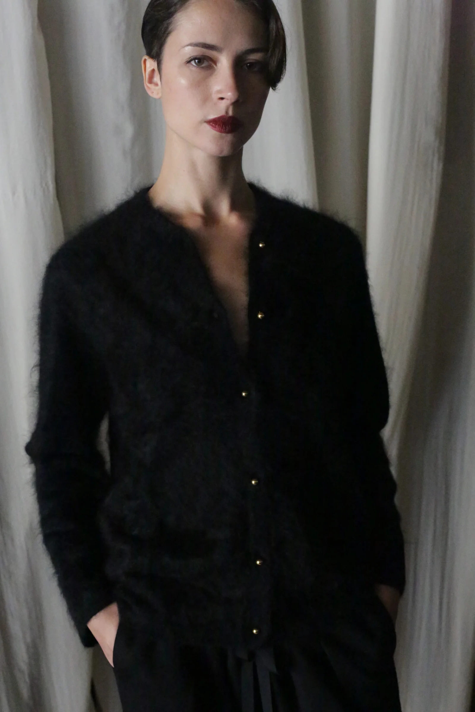 Brushed Cashmere Cardigan | Black - Image 6