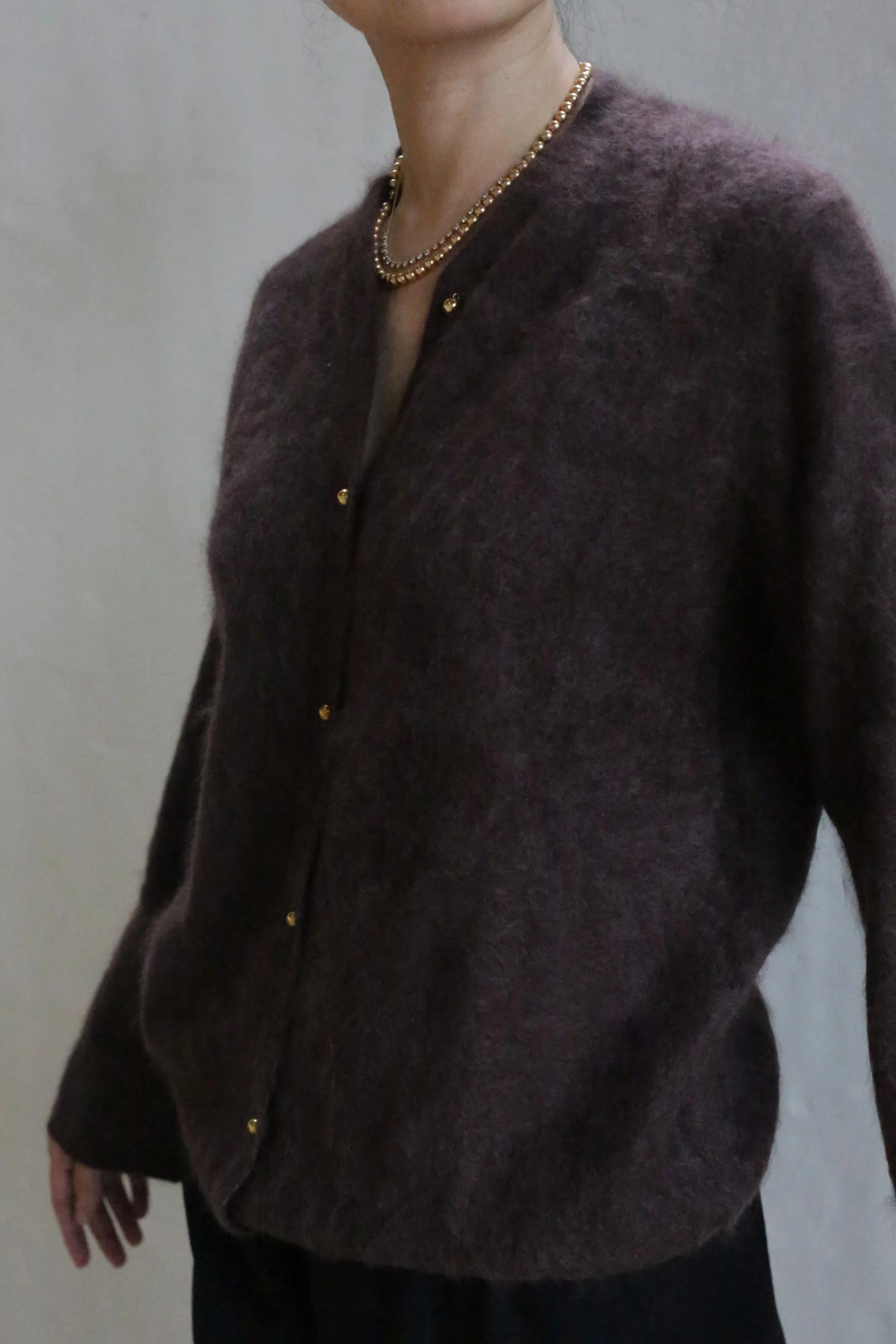 Brushed Cashmere Cardigan | Mink - Image 3