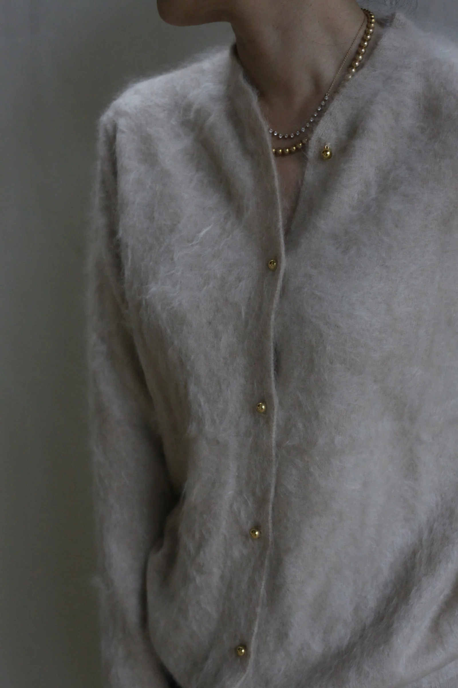 Brushed Cashmere Cardigan | Sandstone - Image 4