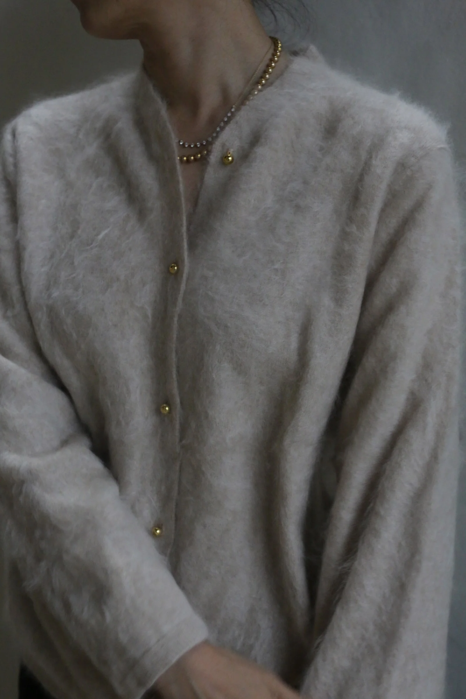 Brushed Cashmere Cardigan | Sandstone - Image 5