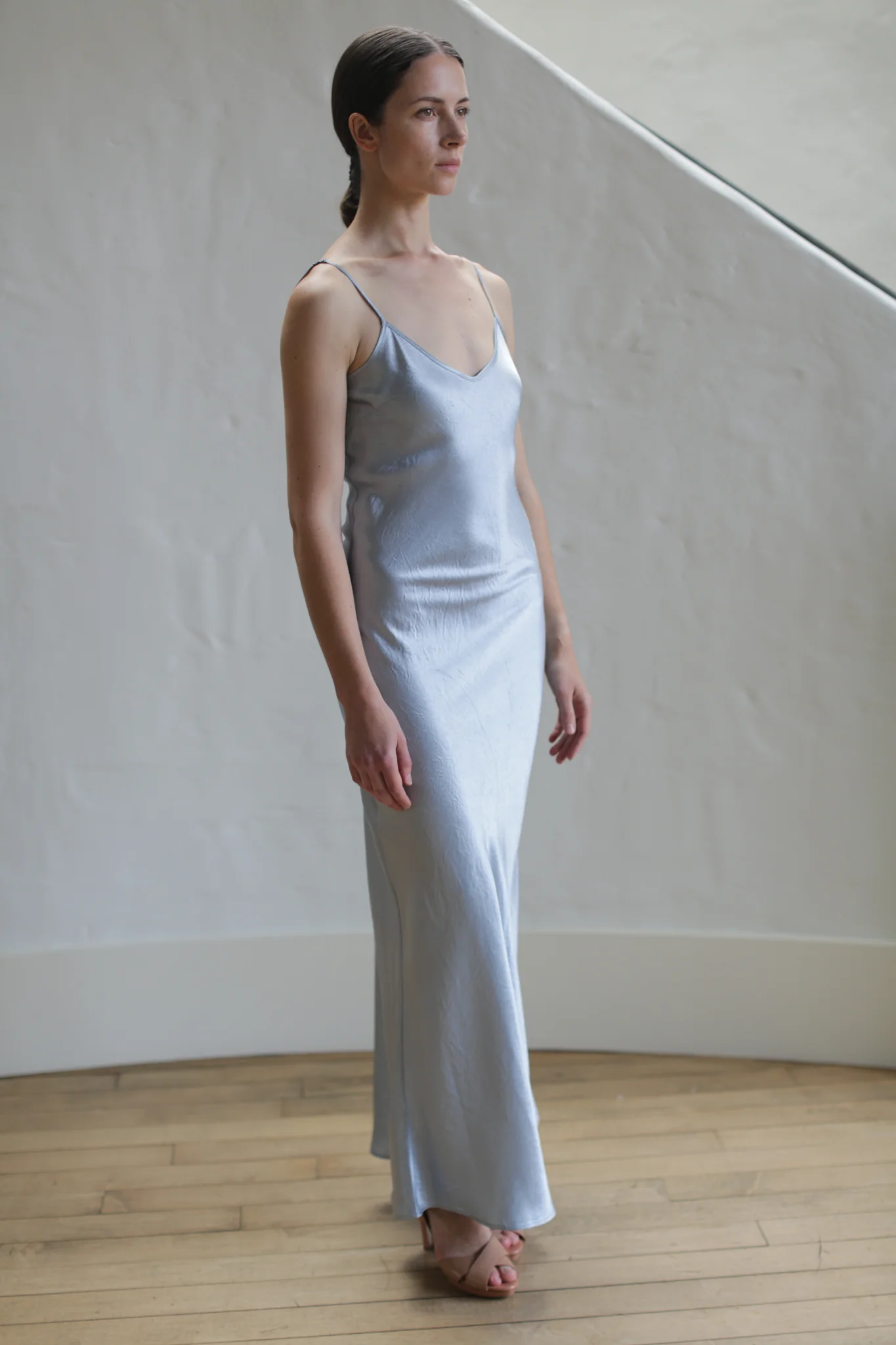 Liquid Slip Dress Long | Aluminum - Image 3