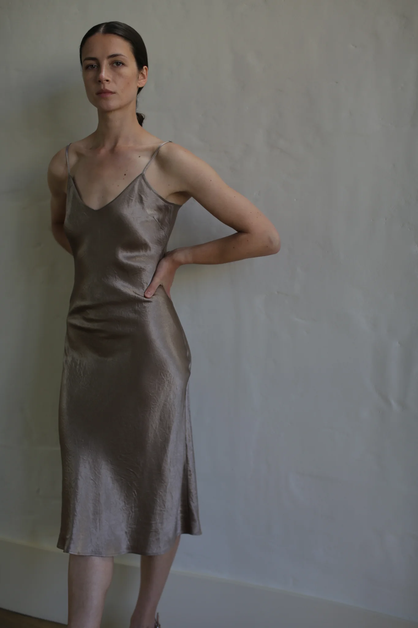 Liquid Slip Dress | Mink - Image 3