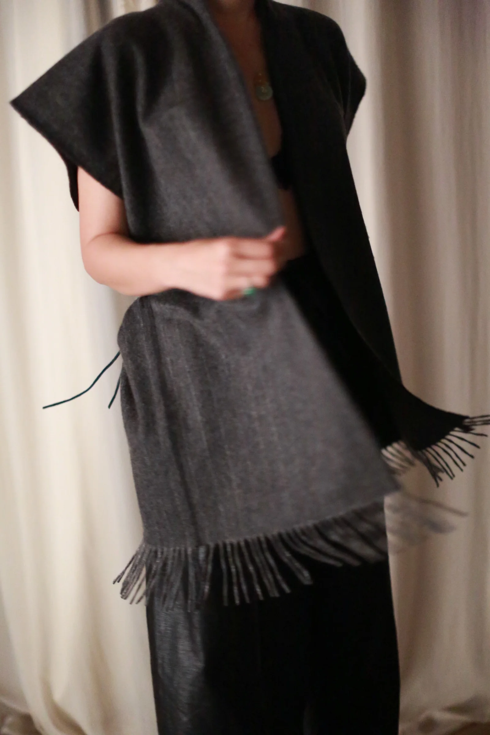 Men's Scarf Vest | Charcoal - Image 11