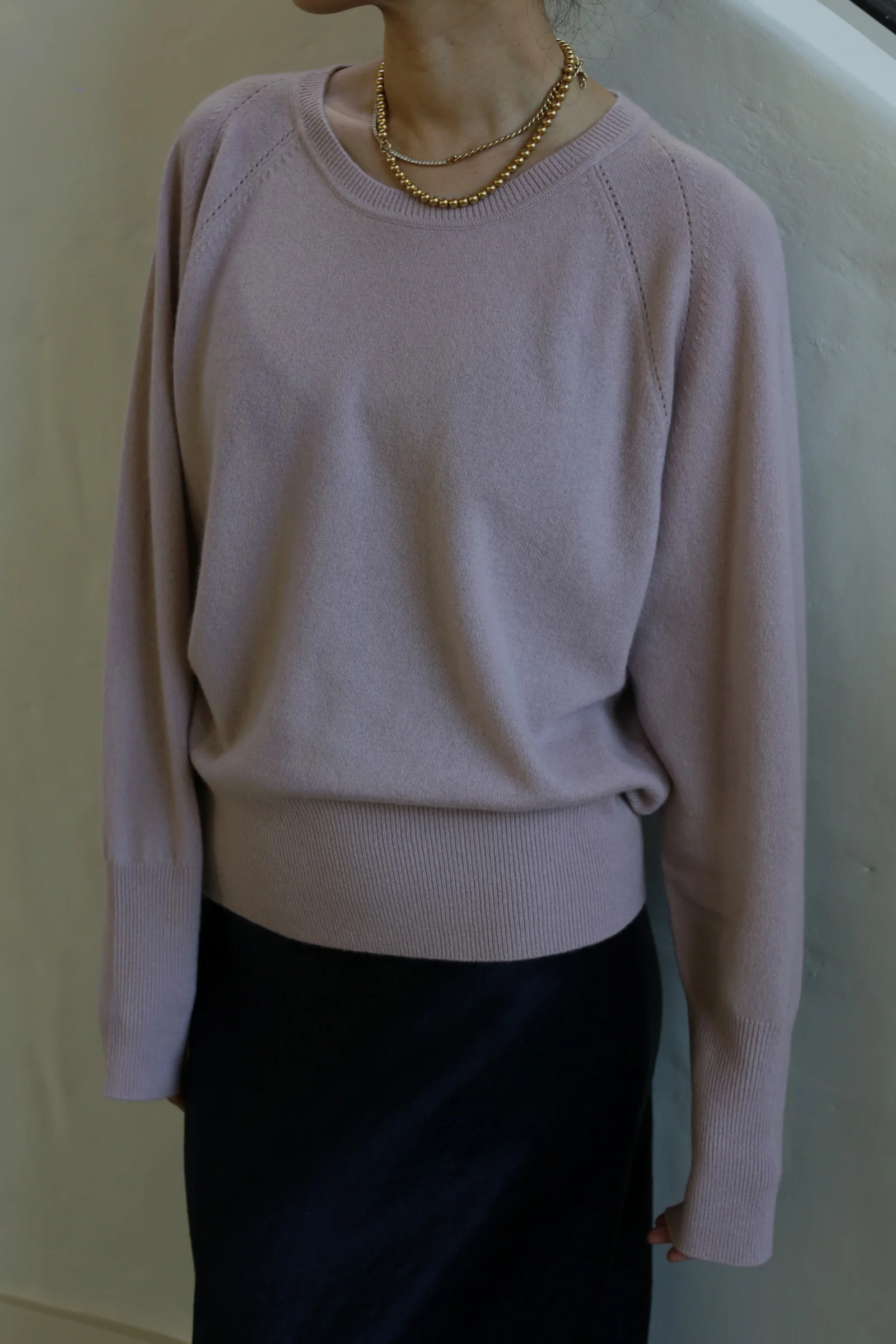 Raglan Crewneck Cashmere Sweater | Peony - Image 5