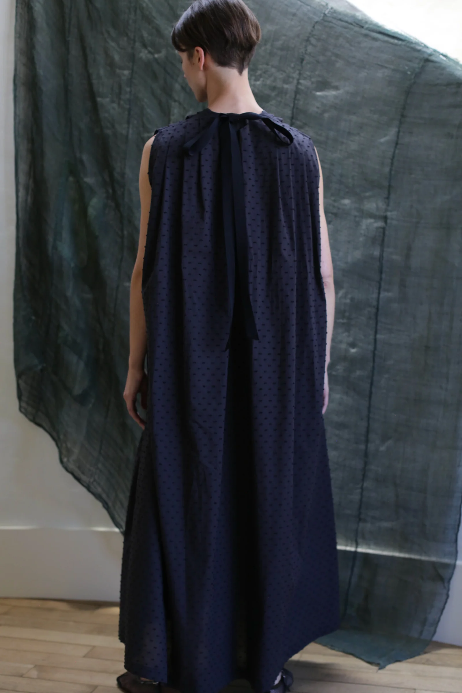 Shoulder Pleat Dress |  Clip Dot Black - Image 6