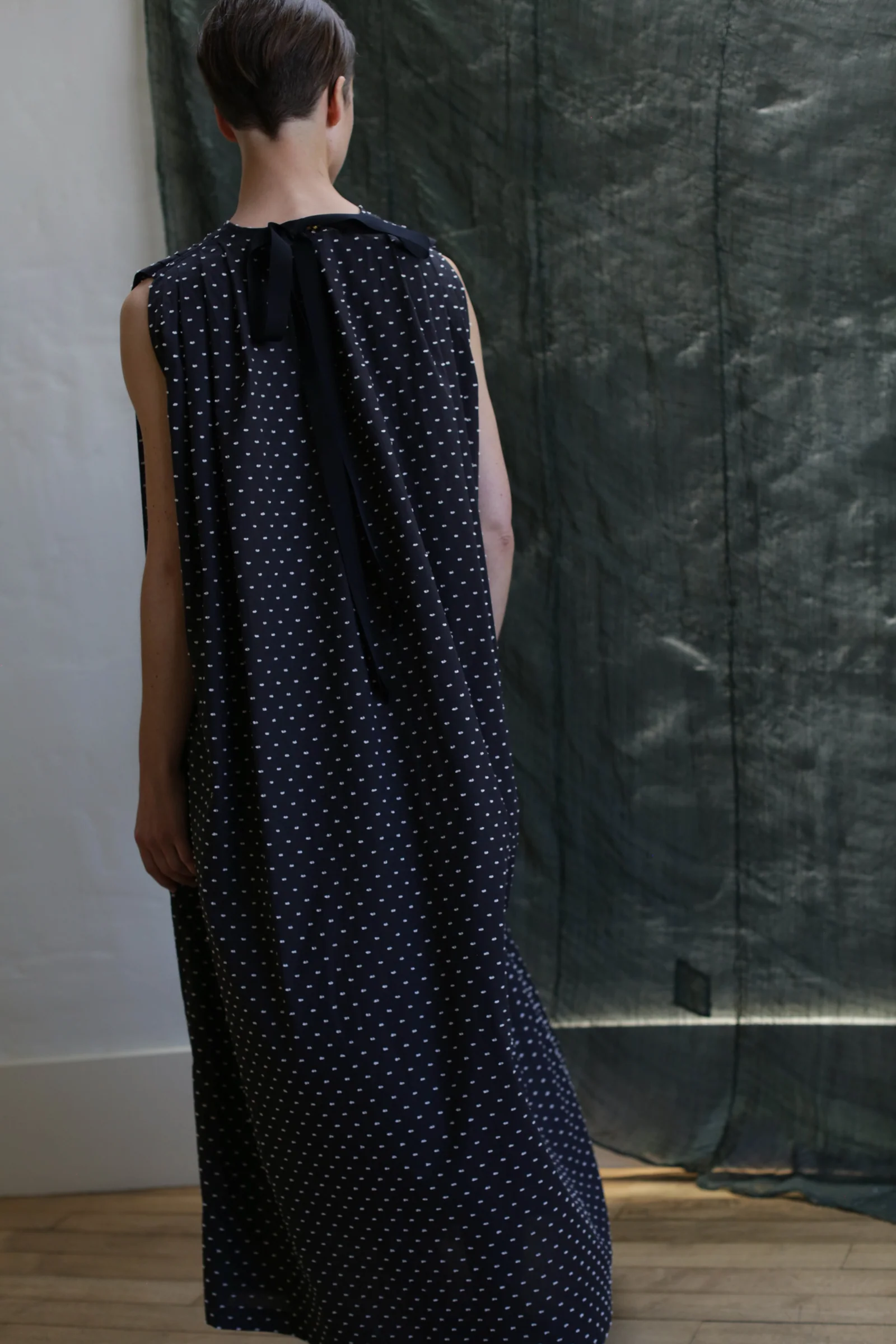 Shoulder Pleat Dress | Clip Dot Black & White - Image 4