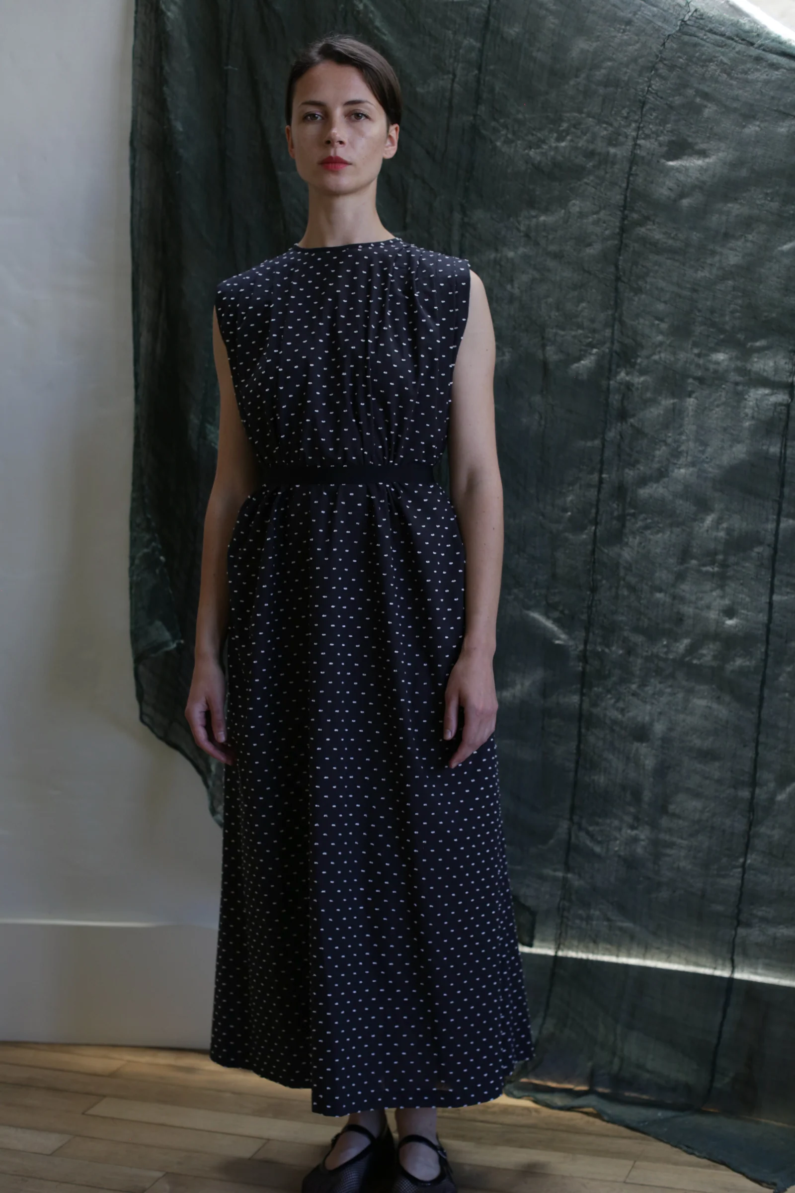 Shoulder Pleat Dress | Clip Dot Black & White - Image 6