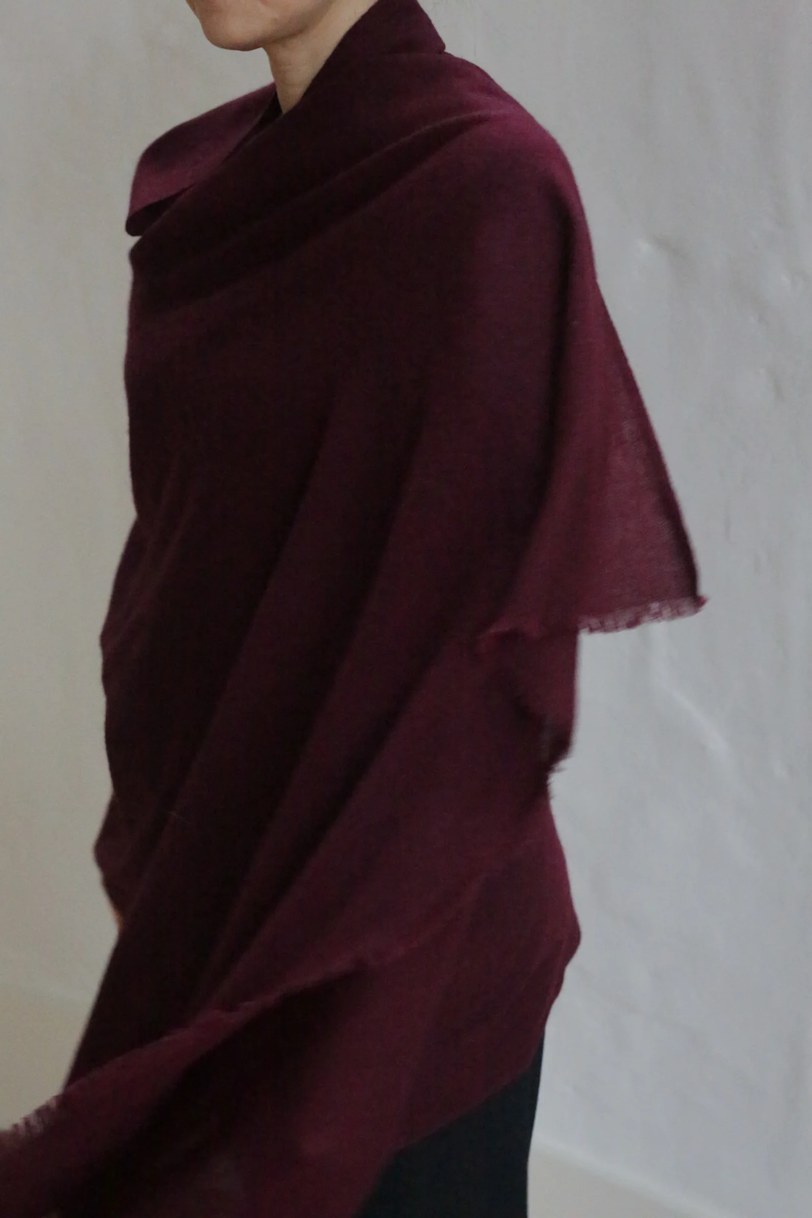 Tissue Weight Cashmere Scarf | Garnet - Image 4