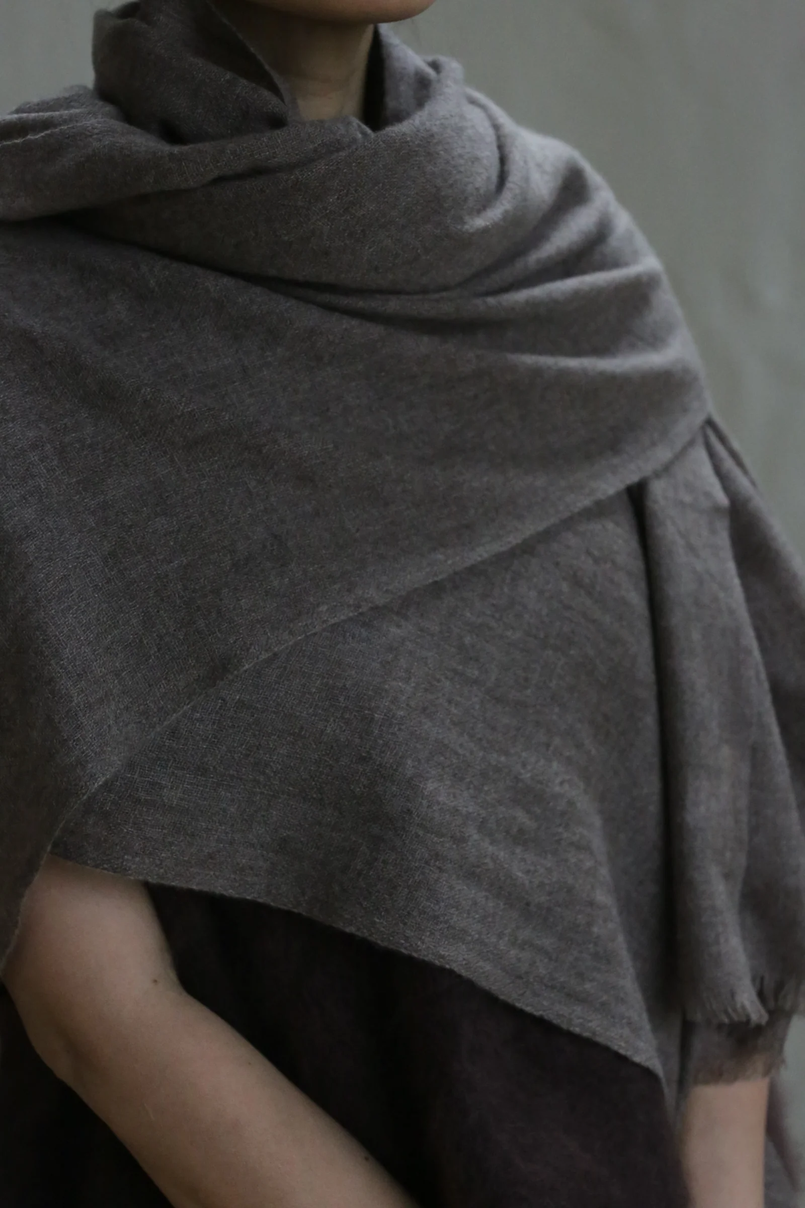 Tissue Weight Cashmere Scarf | Taupe - Image 3