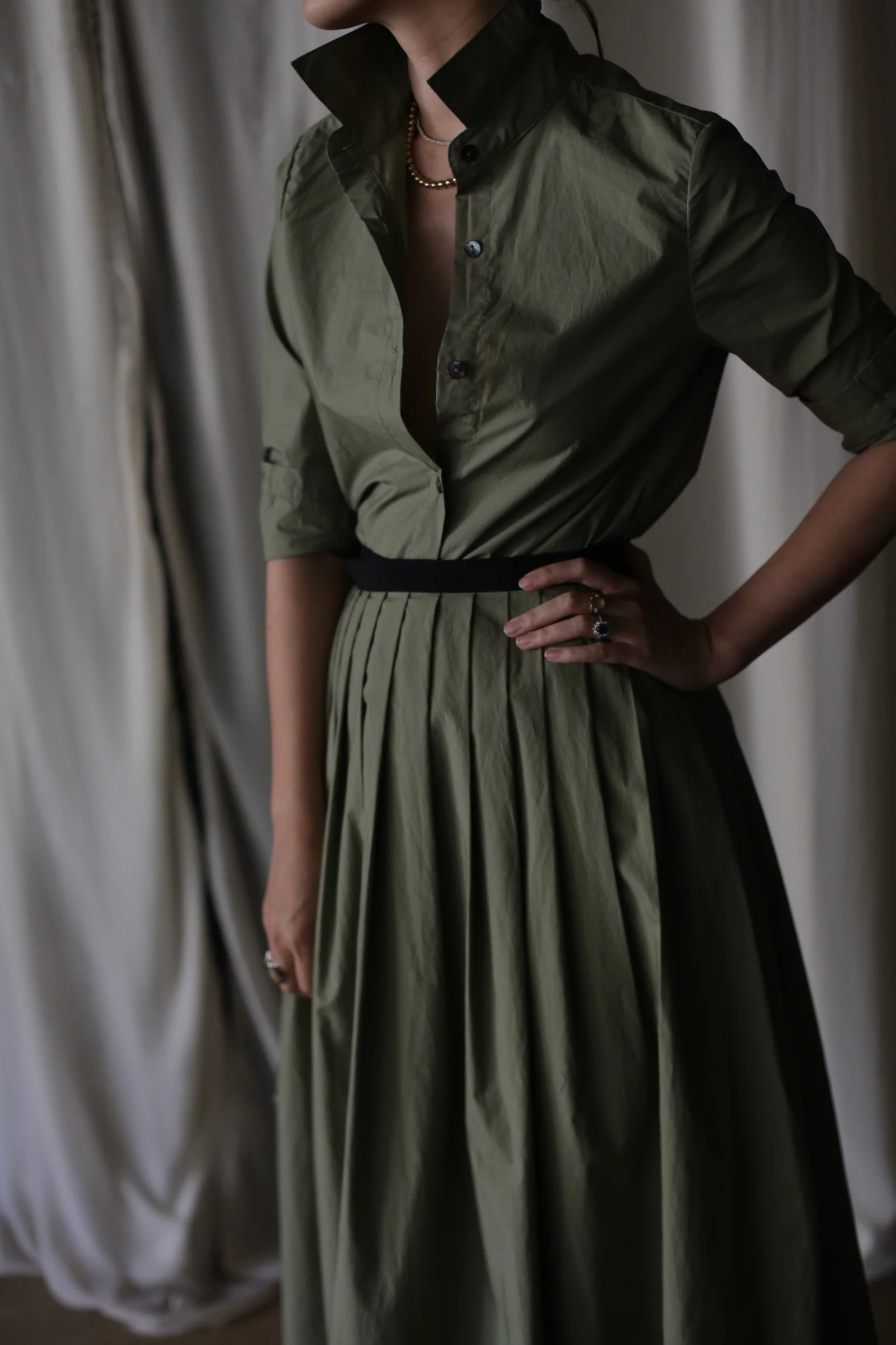 Typewriter Wrap Skirt | Olive - Image 3