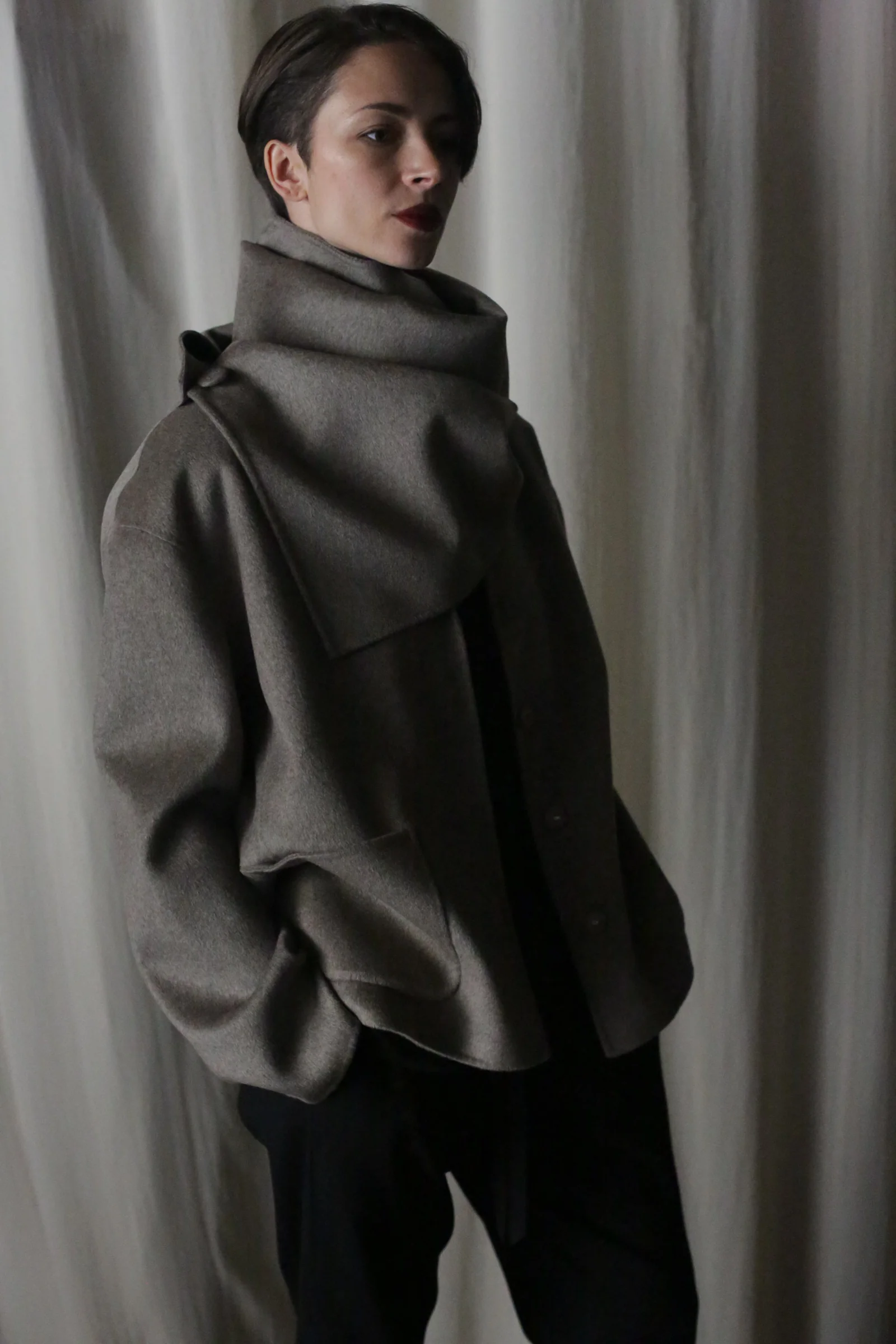 X Scarf - Double-face Cashmere | Undyed Natural - Image 3